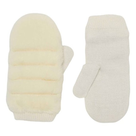 UGG All Over Faux Fur Quilted Mittens Ivory Size Large / X-Large NEW - Picture 1 of 5